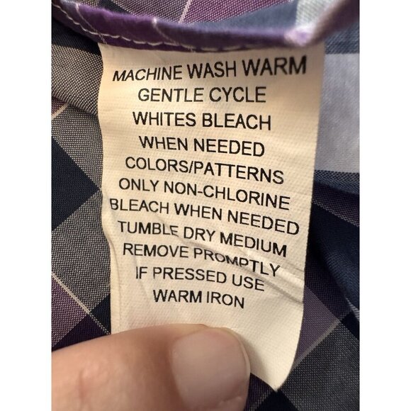 “Cotton Brothers” Plaid Shirt Mens Large Casual Button Down Long Sleeve Purple - Picture 12 of 16